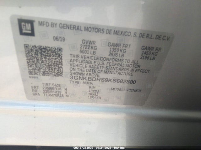 Chevrolet BLAZER 2019 3GNKBDRS9KS682880 Image 9