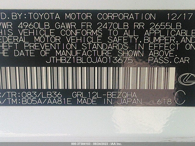 JTHBZ1BL0JA013675 Lexus Gs Gs 350