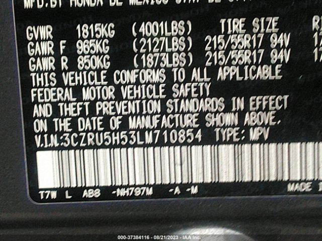 3CZRU5H53LM710854 Honda HR-V EX