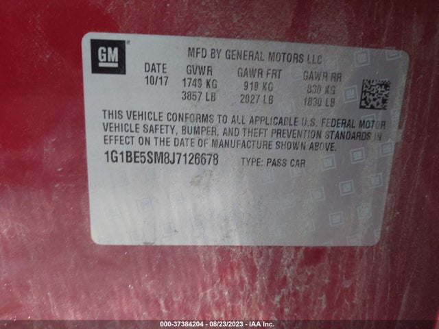 Chevrolet CRUZE LT 2018 1G1BE5SM8J7126678 Image 9
