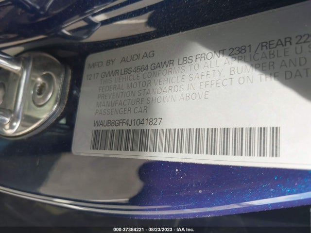 WAUB8GFF4J1041827 Audi A3 Sedan Premium/tech Premium