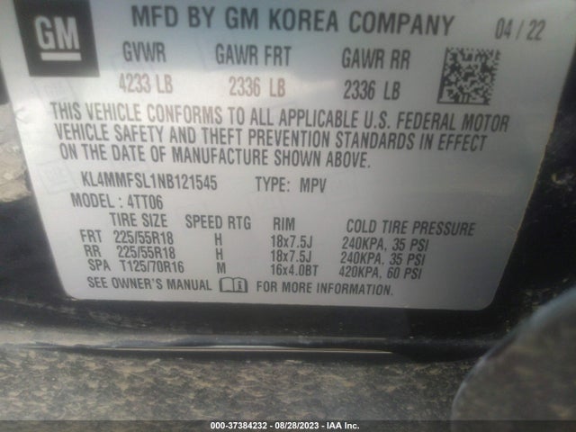 KL4MMFSL1NB121545 Buick Encore Gx Essence