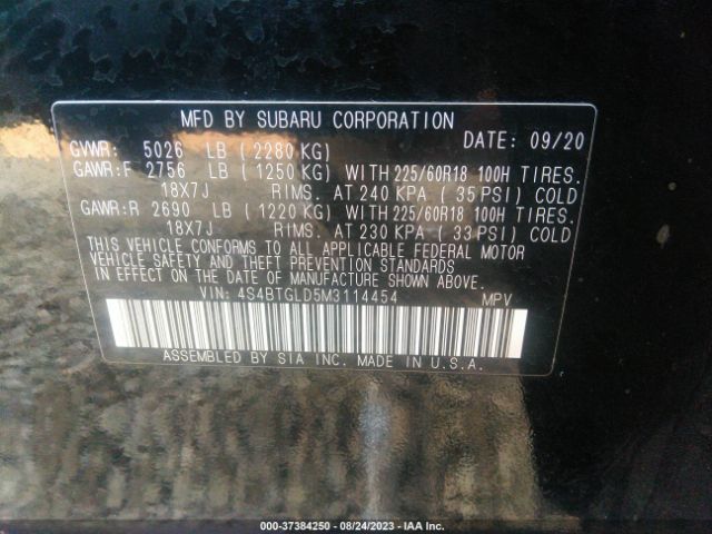 4S4BTGLD5M3114454 Subaru Outback Onyx Edition Xt