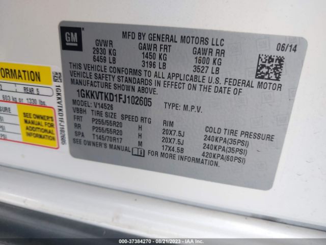 1GKKVTKD1FJ102605 GMC Acadia Denali