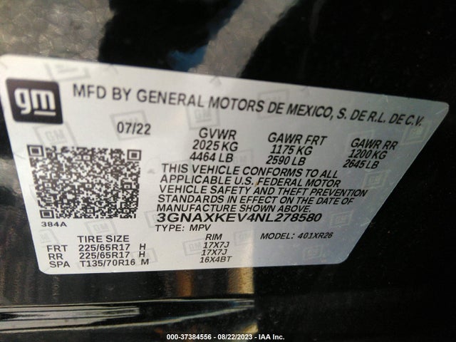 Chevrolet EQUINOX LT 2022 3GNAXKEV4NL278580 Image 9