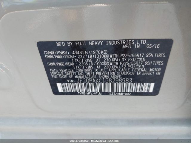 JF2GPAKC1G8298983 Subaru Crosstrek Limited