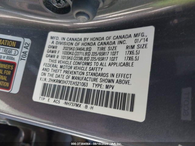 Honda Cr-v Ex-l 2014 2HKRM3H77EH521063 Image 15
