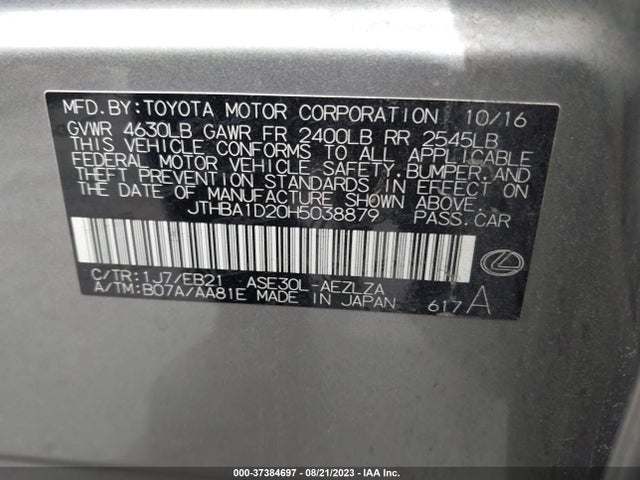 JTHBA1D20H5038879 Lexus Is Is Turbo