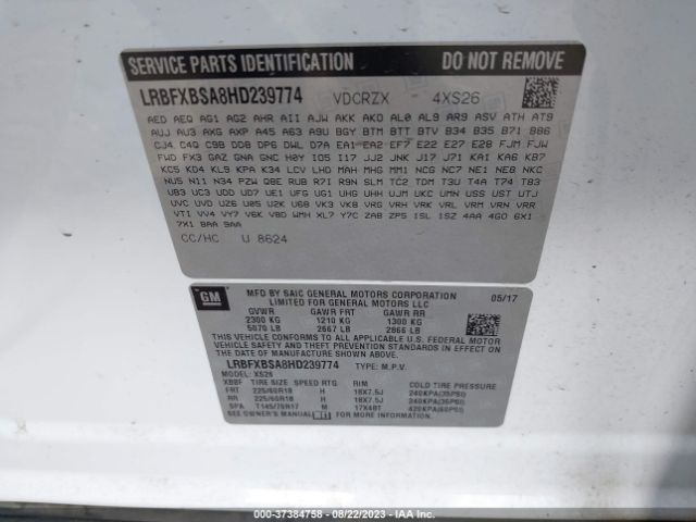 LRBFXBSA8HD239774 Buick Envision Essence