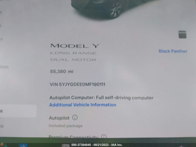 5YJYGDEE0MF190111 Tesla Model Y Long Range