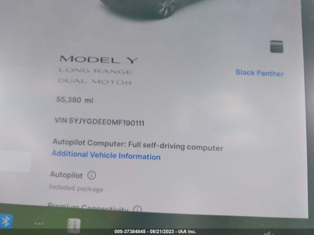 5YJYGDEE0MF190111 Tesla Model Y Long Range