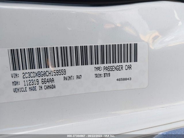 2012 DODGE CHARGER SE VIN: 2C3CDXBG0CH159559