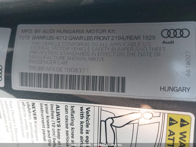 2014 Audi TT, VIN: TRUBFAFK0E1008371