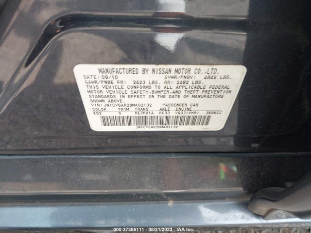 2011 INFINITI G37 SEDAN X VIN: JN1CV6AR2BM402132