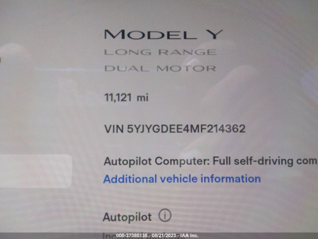5YJYGDEE4MF214362 Tesla Model Y Long Range