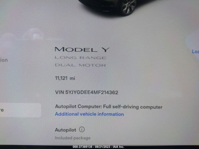 5YJYGDEE4MF214362 Tesla Model Y Long Range