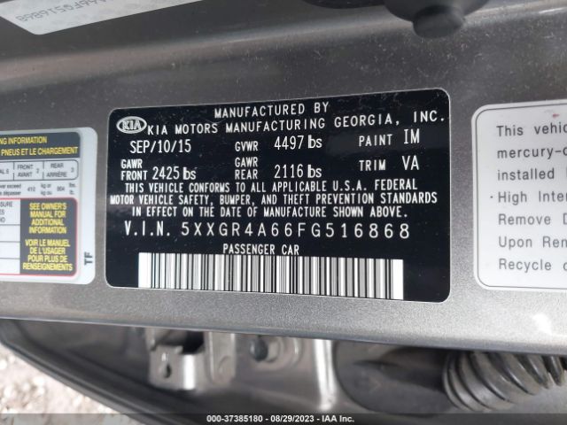 5XXGR4A66FG516868 KIA Optima Sxl Turbo