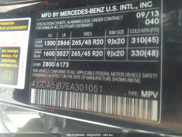 4JGDA5JB7EA301051 Mercedes-Benz M-class Ml 350