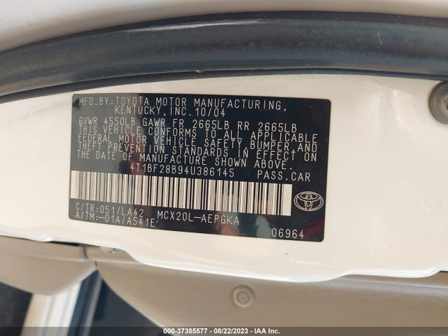 2004 TOYOTA AVALON XL/XLS VIN: 4T1BF28B94U386145