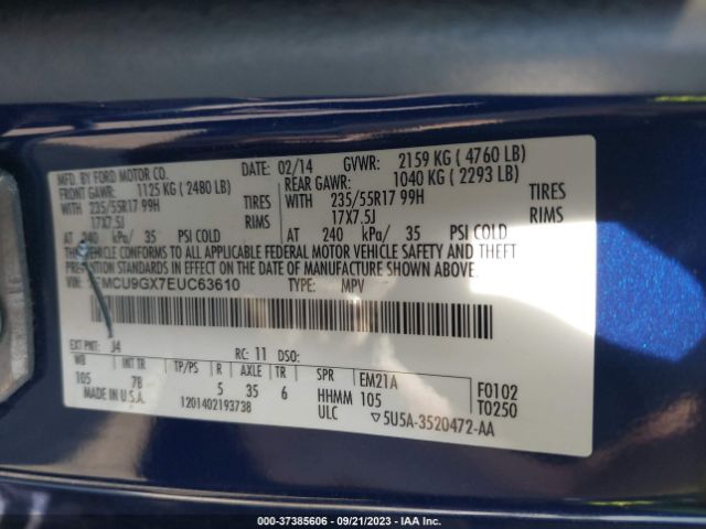 1FMCU9GX7EUC63610 Ford ESCAPE SE