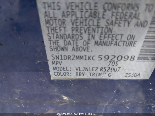 5N1DR2MM1KC592098 Nissan Pathfinder Sv