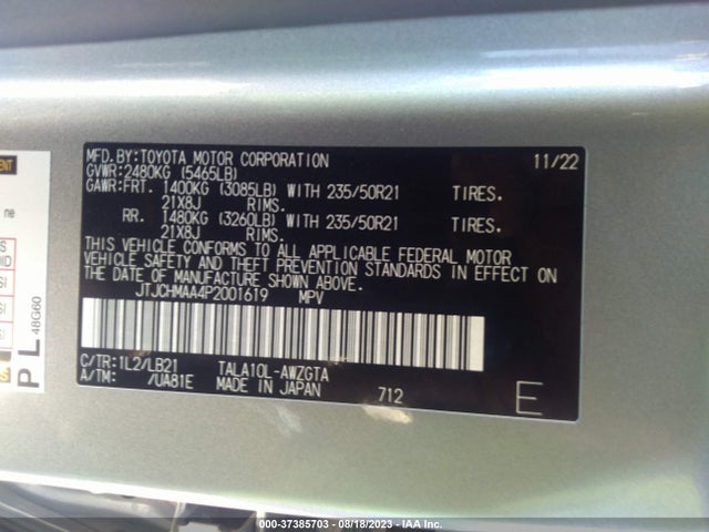 JTJCHMAA4P2001619 Lexus Rx Rx 350