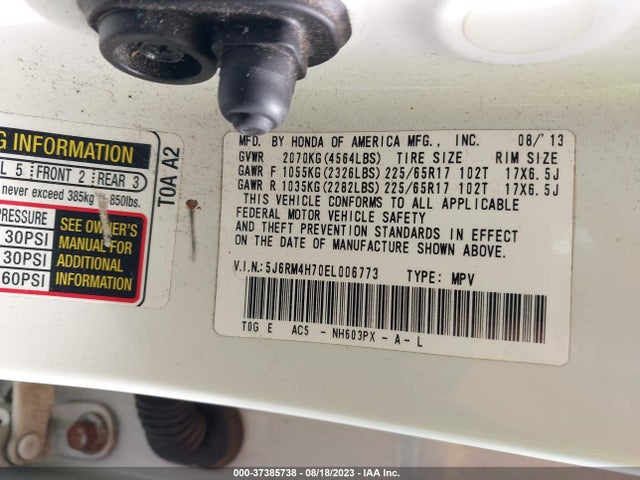 Honda Cr-v Ex-l 2014 5J6RM4H70EL006773 Image 9