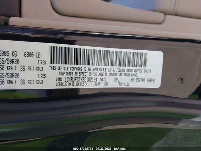 1C4RJFCTXEC182194 Jeep Grand Cherokee Overland