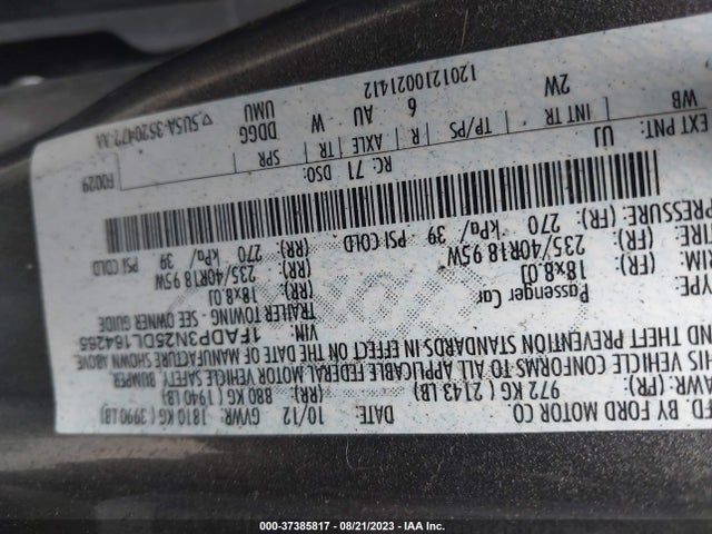 2013 FORD FOCUS TITANIUM VIN: 1FADP3N25DL164265