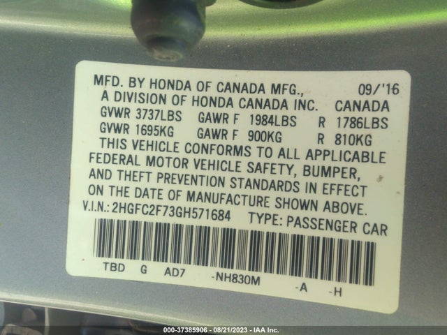 Honda Civic Sedan Ex 2016 2HGFC2F73GH571684 Image 9