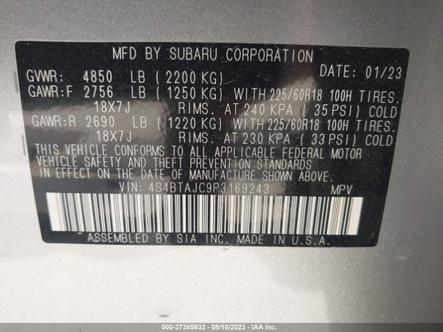 4S4BTAJC9P3169243 Subaru Outback Onyx Edition