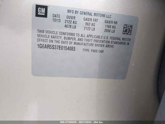 1G6AR5S37E0154083 Cadillac Cts Sedan Luxury Rwd