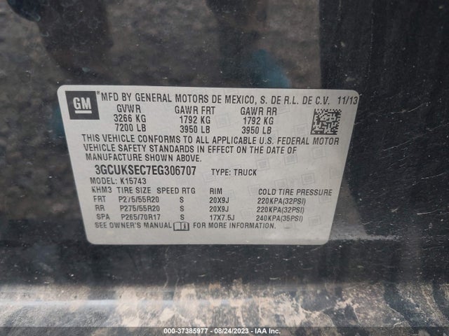 Chevrolet Silverado 1500 Ltz 2014 3GCUKSEC7EG306707 Image 9