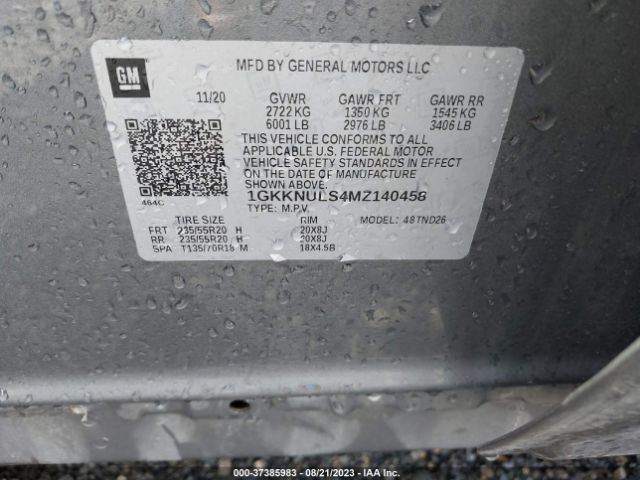 1GKKNULS4MZ140458 GMC ACADIA SLT
