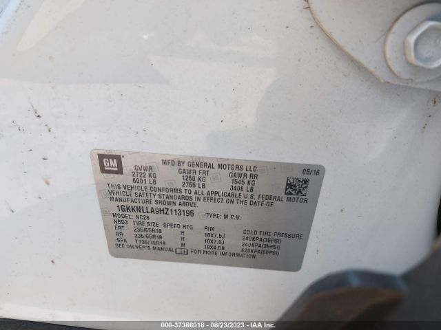 1GKKNLLA9HZ113196 GMC ACADIA SLE