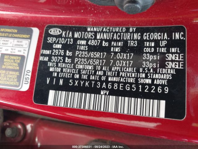 5XYKT3A68EG512269 KIA SORENTO LX