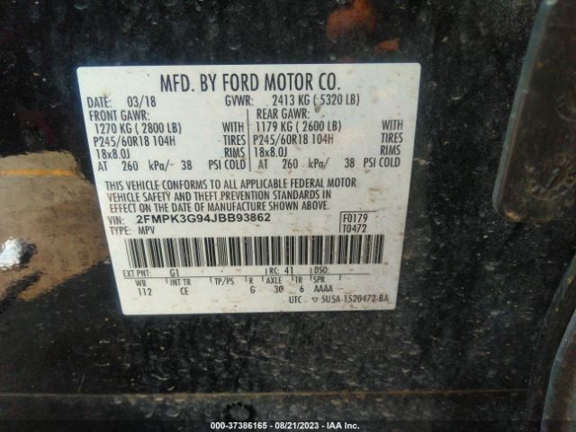 2FMPK3G94JBB93862 Ford EDGE SE