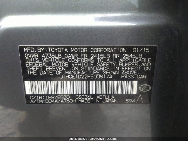Lexus IS 350 2015 JTHCE1D22F5008174 Image 15