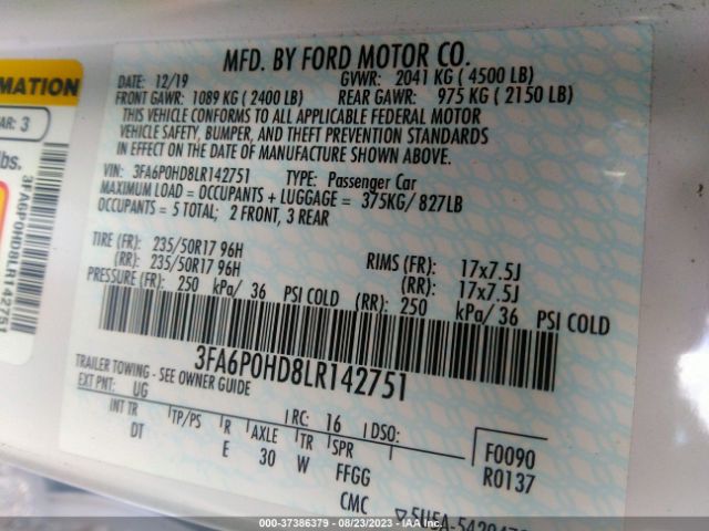 3FA6P0HD8LR142751 Ford FUSION SE