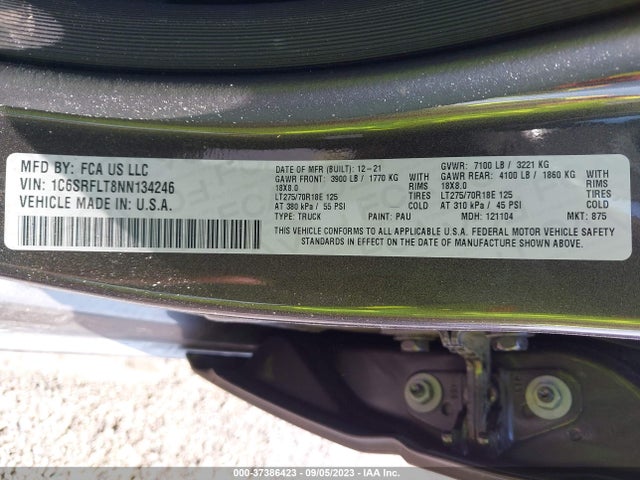 RAM 1500 Rebel 2022 1C6SRFLT8NN134246 Image 9
