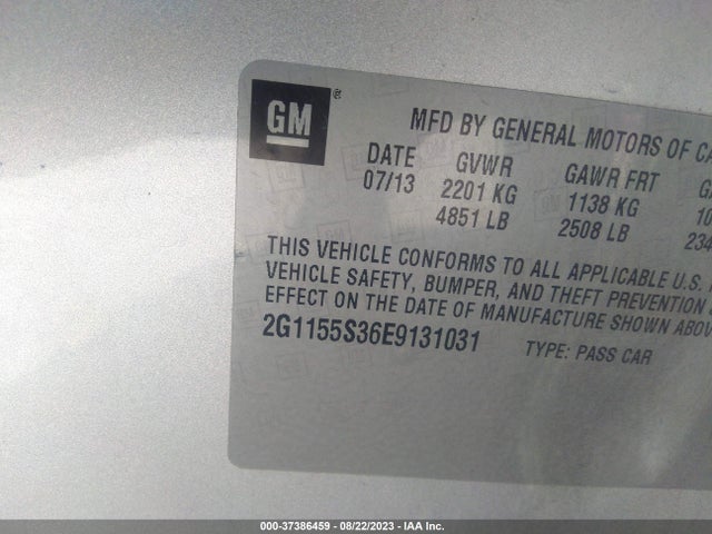 Chevrolet IMPALA LTZ 2014 2G1155S36E9131031 Image 9