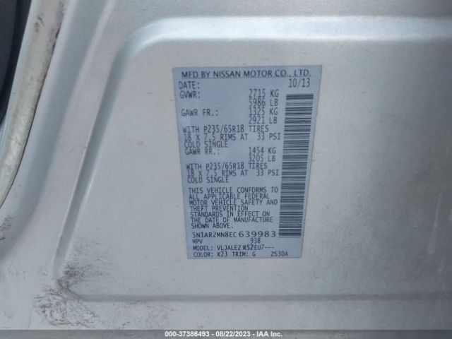 5N1AR2MN8EC639983 Nissan Pathfinder Sv
