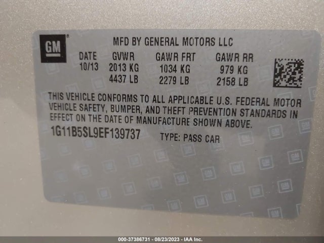 Chevrolet MALIBU LS 2014 1G11B5SL9EF139737 Image 9