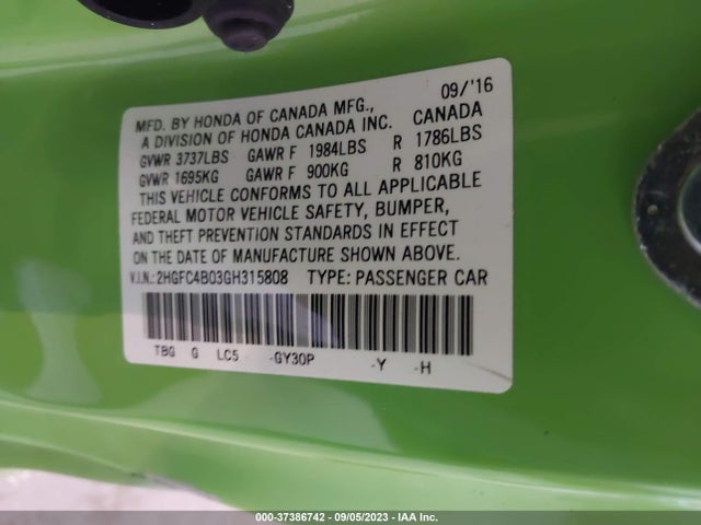 Honda Civic Coupe Lx-p 2016 2HGFC4B03GH315808 Image 9