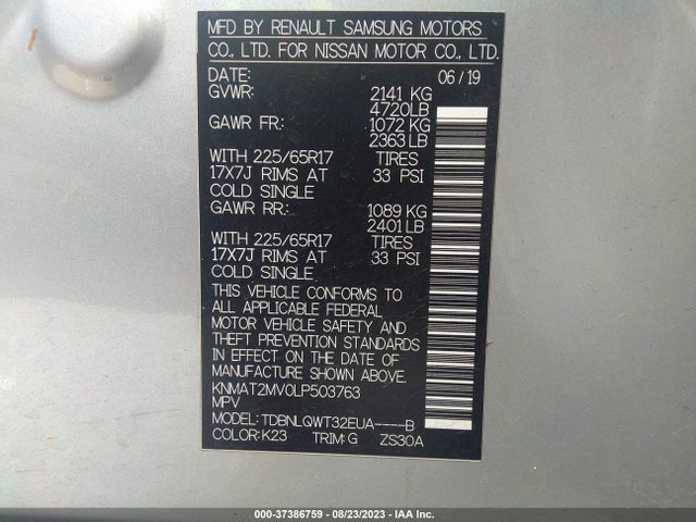 Nissan ROGUE SV 2020 KNMAT2MV0LP503763 Image 9