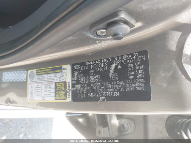 2013 KIA SOUL VIN: KNDJT2A62D7621134