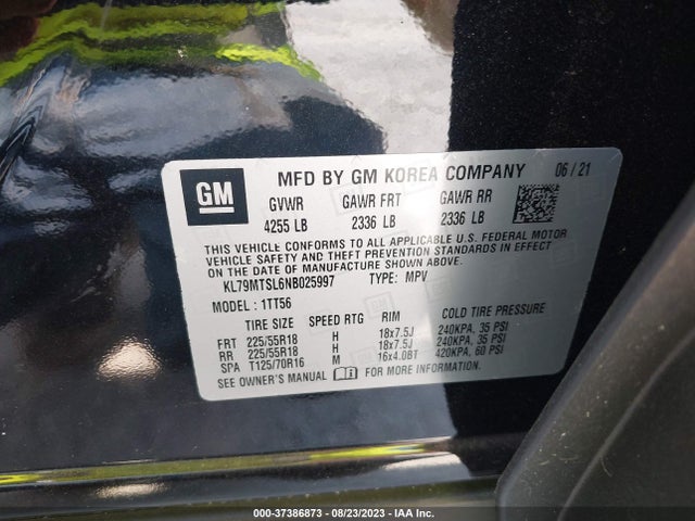Chevrolet Trailblazer Rs 2022 KL79MTSL6NB025997 Image 9