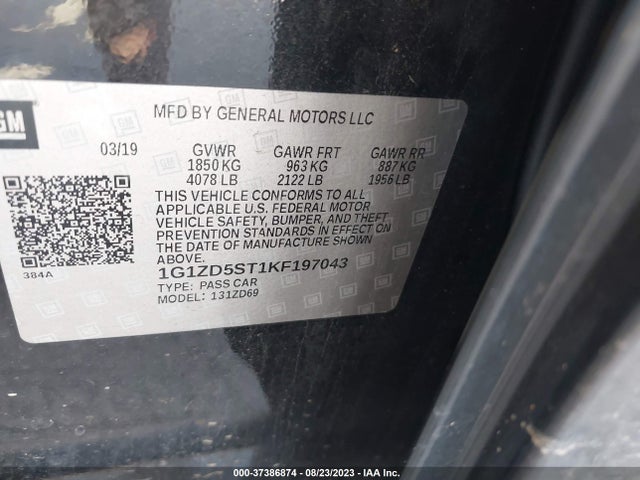 Chevrolet MALIBU LT 2019 1G1ZD5ST1KF197043 Image 9