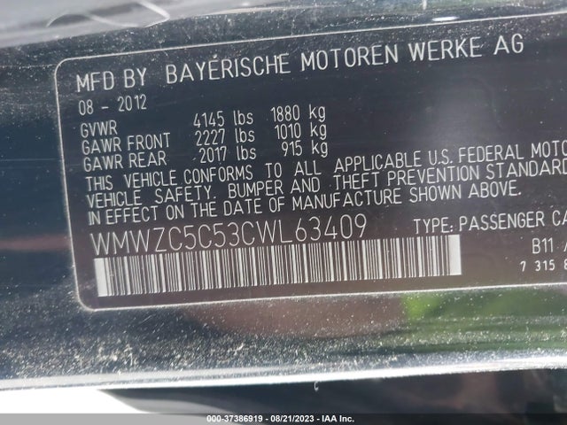 2012 MINI COOPER COUNTRYMAN S VIN: WMWZC5C53CWL63409