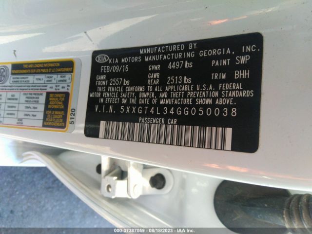 5XXGT4L34GG050038 KIA Optima Lx